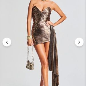 Gold metallic mini dress